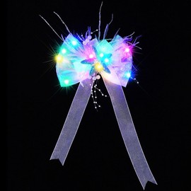 JEAIRTS Light Up Hair Bow Glow Starfish Mermaid Hair Clips Led Bow-knot Hair Accessories for Women(1-Blue)