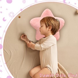 Fosoloni Cuddly Cushion Children's Star Cushion, Star Children's Cushion, Soft Fluffy Star Cushion, Children's Room Star Shape, Decorative Cushion for Girls and Boys, Home Bedroom (Pink, 30 x 30 cm)