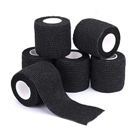 Tattoo Sensi Wrap Grip Cover Self Bandage Rolls Sports Adherent Tape 2 inch x 5 Yards, Pack of 6 (Black)