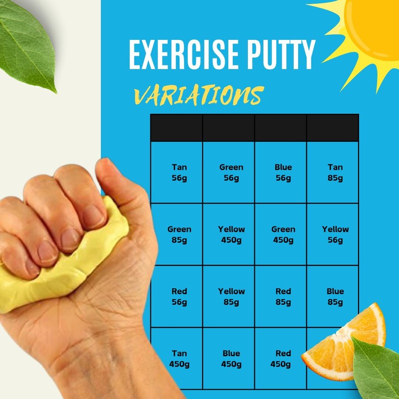 Therapy in Motion Hand Therapy Exercise Putty - Colour-Coded for