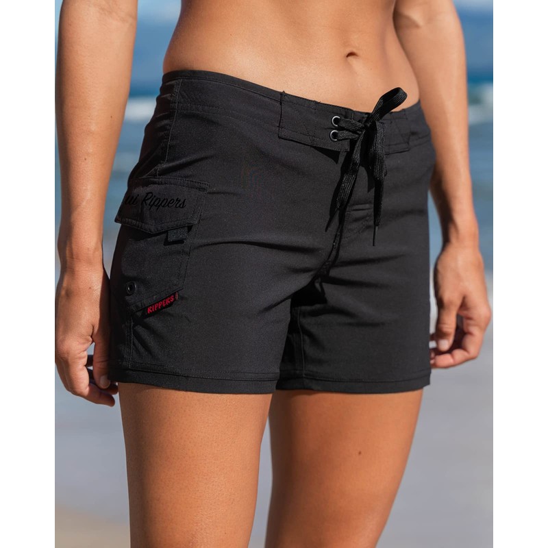 Maui Rippers Women's 5" Board Short Stretch (02, Black)