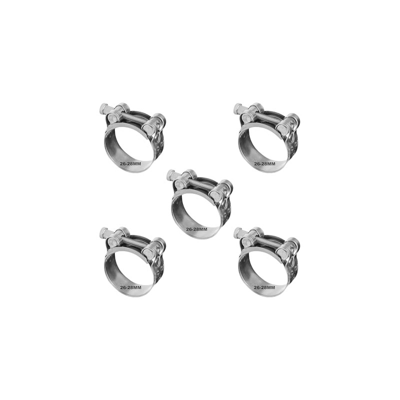 T Bolt Hose Clamps，5 Pieces 26-28MM Durable Exhaust Clamp Set,