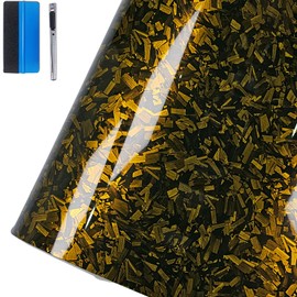 LZLRUN LZLRUN Forged Matte Carbon Fiber Black Vinyl Wrap Roll Air Release Sticker Sheet Film DIY Decal Car Auto Vehicle Morotcycle Self Adhesive (2inch x 30ft, Gold)
