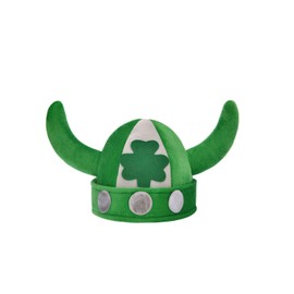 Liatunou St.Patrick's Day Hat with Horns, Green Viking Worrior Hat,Irish Green Leprechaun Hat Costume Accessories for Adults and Teens