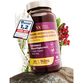 762 mg High Dose Capsules with NAD, Resveratrol & Piperine | 2-in-1 Cell Protection & Regeneration | Optimised Bioavailability | NMN Alternative | Made in Germany SANA AETAS