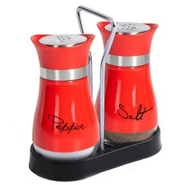 GJIE Pack of 2 Salt and Pepper Pots Salt and Pepper Shaker Salt and Pepper Set Salt Shaker Salt Pot Kitchen Accessories (Red)