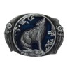 Unbekannt Howling Wolf Blue Background Belt Buckle Pewter, gray