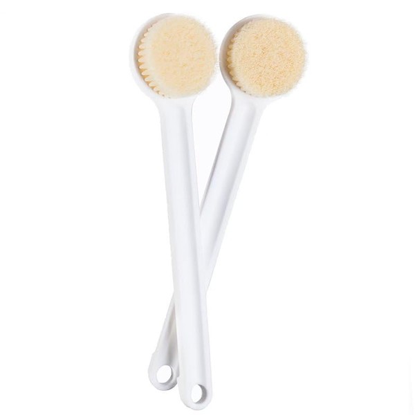 2PC Shower Brush with Soft and Stiff Bristles, Wood Anti