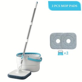 Bepatio 360° Spin Mop and Bucket Set with 2/4 Microfiber Refills , Square Spin Mop Head & Dual Compartment Mop Bucket , Wet And Dry Use, Perfect for Bedroom & Living room & Bathroom - Quantity: Clean and dirty separation mop 2 mop