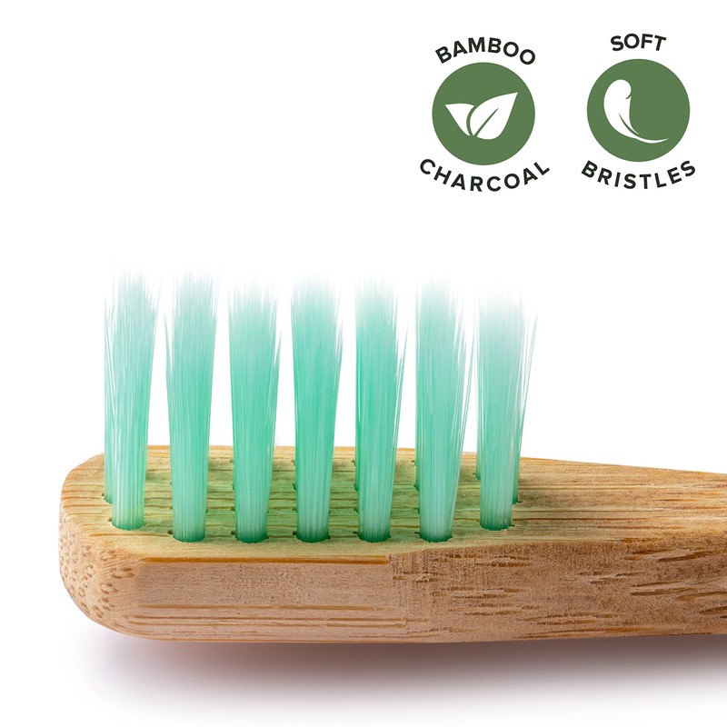 GREENZLA Kids Bamboo Toothbrushes (6 Pack) BPA Free Soft Bristles