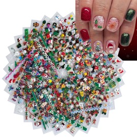 30Sheets Christmas Nail Stickers for Nail Art Winter Snowflakes Snowman Santa Claus Hat Canes Candy Design Xmas Tree Elk Nail Decals Self Adhesive Christmas Nail Supplies for Women Girls Manicure DIY