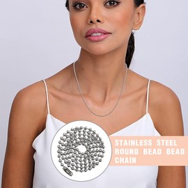 XOUDKE 2 Metre Ball Chain Stainless Steel Diameter 4.5 mm Ball Chain Ball Chains with 10 Pieces Ball Chain Connectors for DIY Jewellery Making