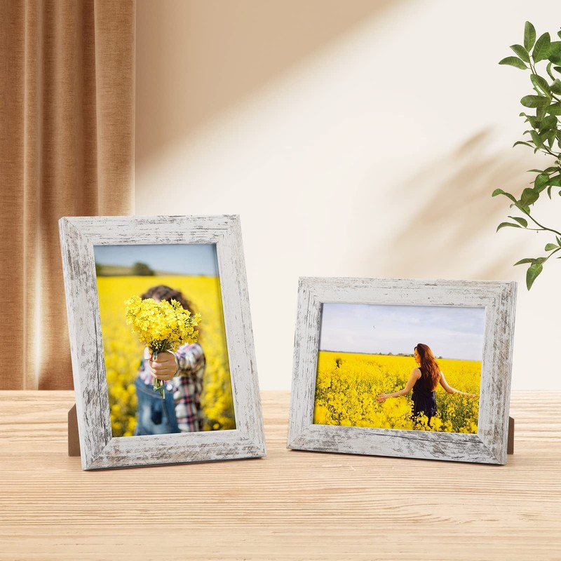 PETAFLOP 5x7 Picture Frame Set of 7, Distressd Rustic Frames