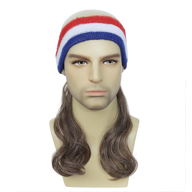 Traqur 80s Style Mullet Wig, Funny Costume Headband with Mullet