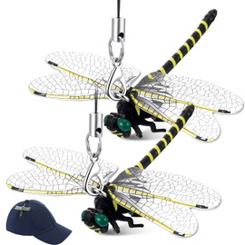 Qualirey 2pcs Dragonfly Hat Clip 2.2inch Realistic Dragonfly Clip with Hook Attach to Backpack Hat Keychain for Indoor Yard Garden Plant Decor