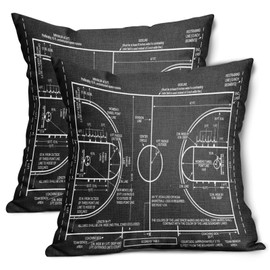 Basketball Pillow Covers 18x18 Inch Basketball Court Plan Sport Theme Decorative Throw Pillow Case Cushion Cover Set of 2 Home Decor for Bedroom Sofa Living Room Couch Chair Outdoor