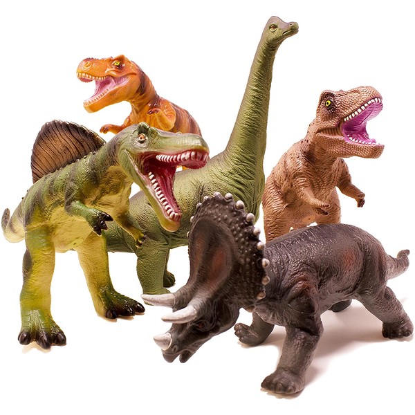 Boley 5 Piece Jumbo Dinosaur Set - Kids, Children, Toddlers Highly Detailed, Realistic Toy Set for Dinosaur Lovers - Perfect for Party Favors, Birthday Gifts, and More