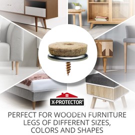 Screw-On Felt Furniture Pads X-Protector 24 PCS – 0.95” Chair Leg Floor Protectors for Hardwood Floors – Premium Chair Glides – Beige Floor Protectors for Chairs – The Best Furniture Sliders!