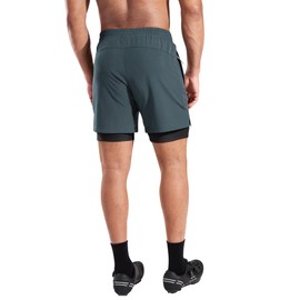 Nepest Men's Mountain Bike Shorts 4D Padded Cycling Bicycle Biker Riding Loose-fit Gel Padding MTB Shorts Zipper Pockets, Dusty Blue/Light Grey, XX-Large