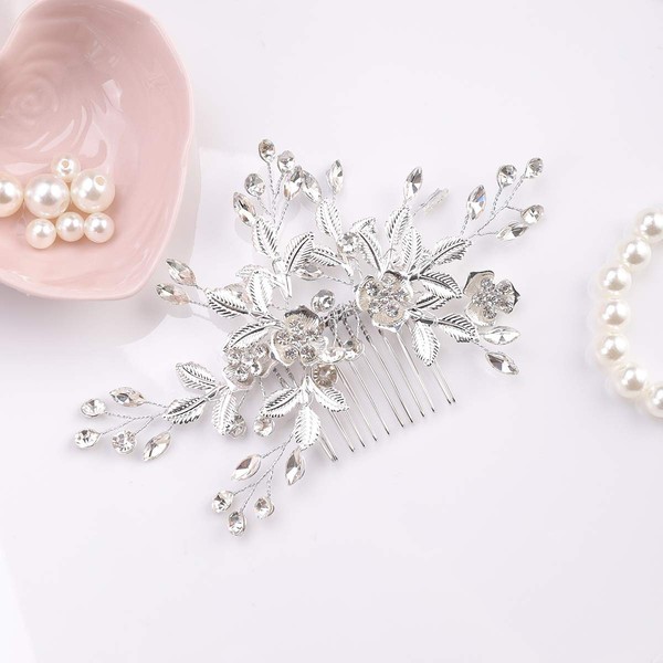 YERTTER - Peine para novia con diseño de flores y