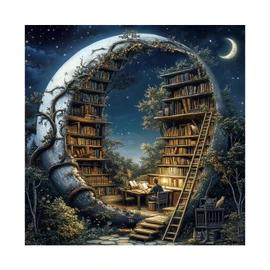 Magic Moon Library Puzzle 1000 Pieces for Adults, Night Book Forest Fantasy Jigsaw Puzzle, Vintage Space Bookshelf Nature Puzzles