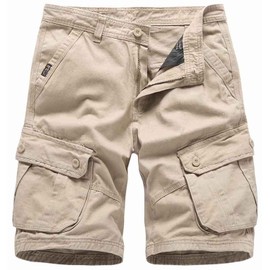 Basoteeuo Mens Cargo Shorts Casual Lightweight with Multi Pockets Summer Outdoor Shorts Khaki Size 36