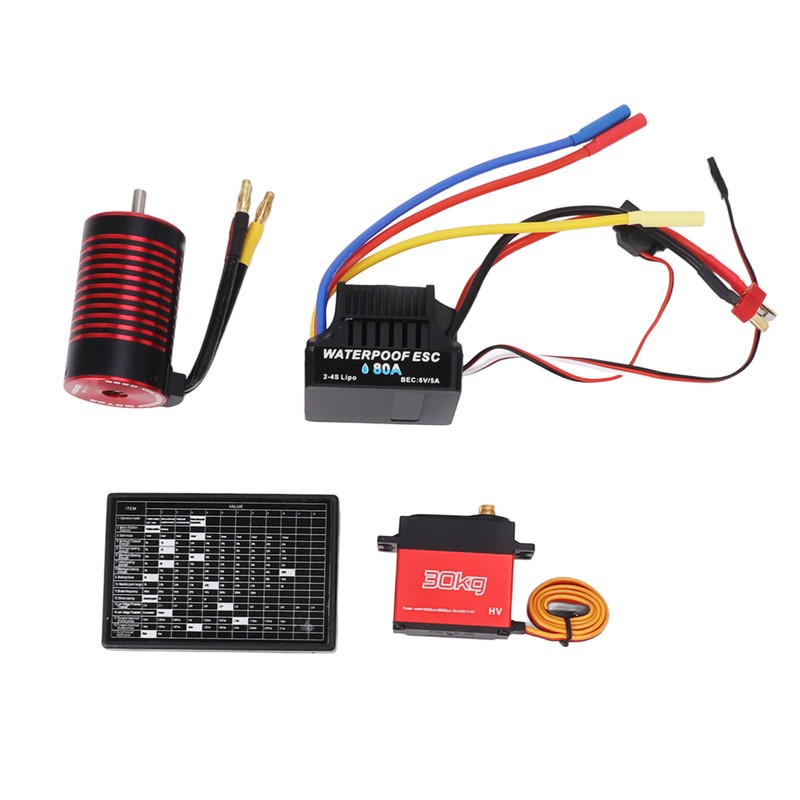 3660 4 Pole Brushless Motor 80A Brushless ESC 30kg Servo