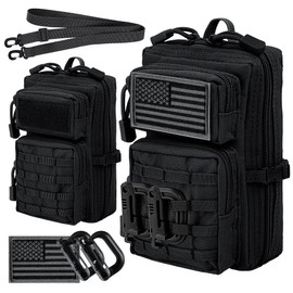 bvya Tactical Molle EDC - Bolsa compacta para herramientas, mini riñonera cruzada, diseño de mochila para teléfono con correa para el hombro, parche de bandera y anillos en D