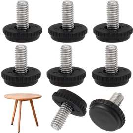 Jiozermi 8 Pcs Furniture Levelers 5/16"-18 UNC Table Leg Levelers, Levelling Foot Screw on Furniture Adjuster Mini Adjustable Feet for Furniture Legs Patio Furniture Feet - Black