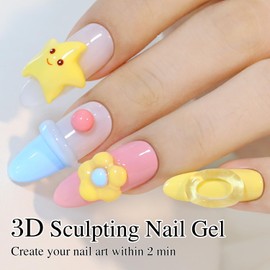 Double Rhythm Double Rhythm 3D Nail Gel Clear Solid Sculpting Gel for Nail Art Non-Sticky Hard Gel for Building Carving Molding Nail Extension Soak Off UV/LED Nail Art Salon Home DIY 0.5 Oz (Clear)