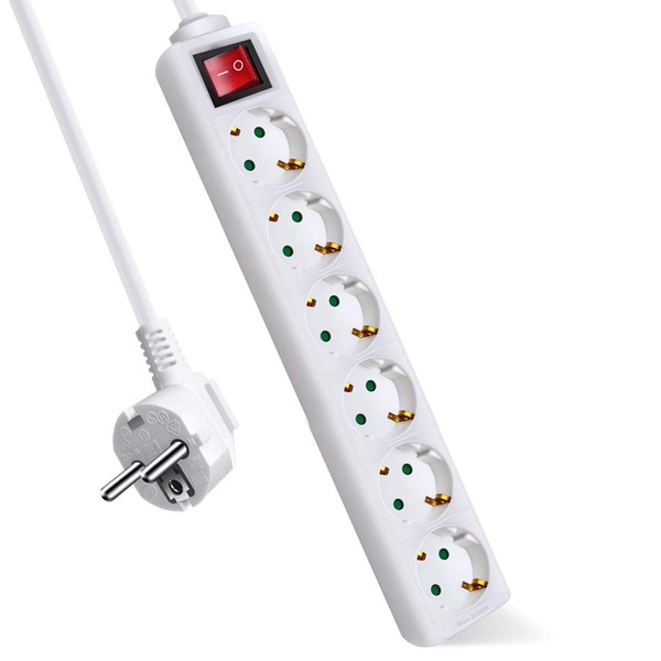 EXTRASTAR ExtraStar 6-Fach Steckdosenleiste mit Schalter und Kindersicherung,5M 3G1.5mm2 Kabel
