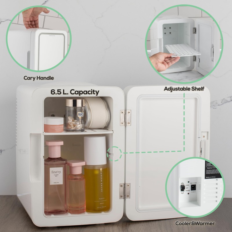 Memorex MX-FR690 6.5L Mini Beauty Lighted Mirror Fridge | Portable