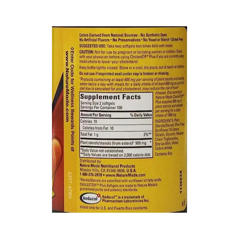 Nature Made Cholest-Off Plus, 210 Softgels Cholestrol EXP 06/2026 FREE