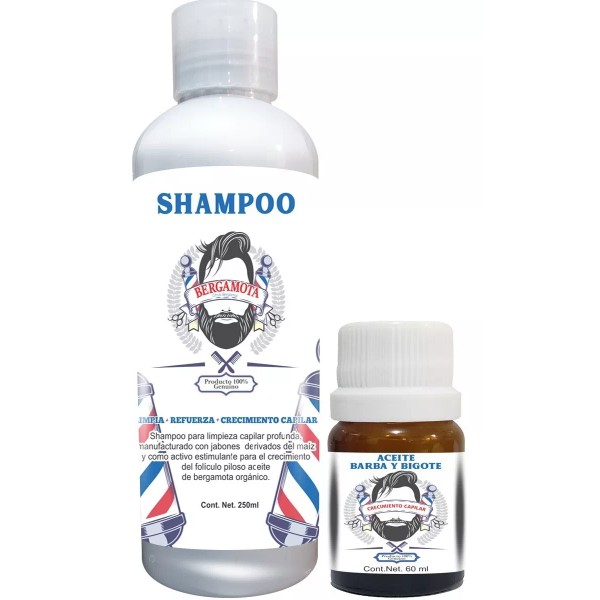 VIVONATURAL Shampoo De Bergamota 250ml Y Aceite De Barba Gratis!!