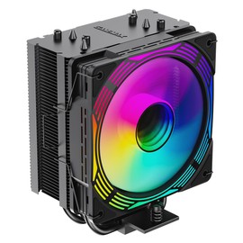 GameMax Ice Force CPU Cooler 200W TDP 4 x 6mm Copper Heatpipes & Aluminium Heat Sink CPU Air Cooler, FN12A-C8I 120mm PWM ARGB Cooling Fan For Intel LGA1700 / 115X / 1200 & AMD AM4 / AM5 | Black