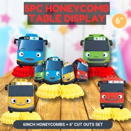 DCBY TAYO THE BUS birthday party supplies favor centerpiece decoration event theme - 5PC HONEYCOMB TABLE SET