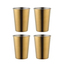 Buyer Star Gold Stainless Steel Cups (350ml) - (4 Pack) Premium Metal Drinking Glasses | Stackable Durability Cup