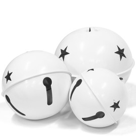 KI Store - Juego de 3 campanas de metal de gran tamaño, color blanco, de 6 pulgadas, 5 pulgadas, 4 pulgadas, para decoraciones de Navidad, guirnalda de árbol de Navidad, decoración de corona