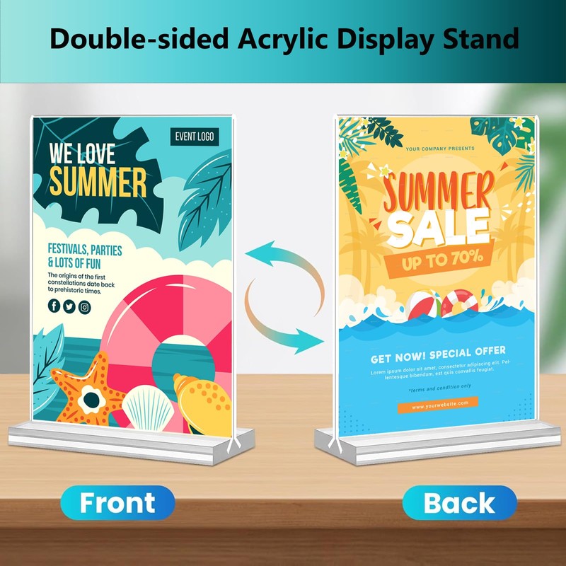 RAYNEAY A4 Acrylic Sign Holder, 2 Pack T-Shape A4 Perspex