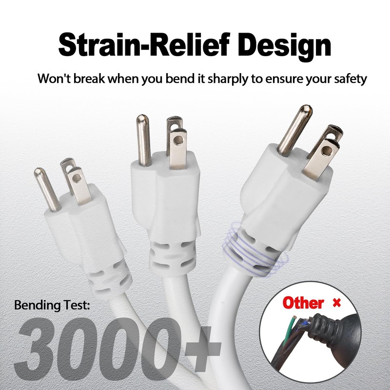 3 FT 12 Gauge Extension Cord Outdoor, Heavy Duty Weatherproof