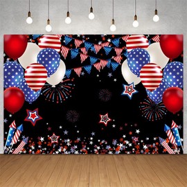 ZJRBJB 10x8ft Independence Day Photography Backdrop Bokeh Spots Fireworks US Flag Portrait Background Patriotic 4th of July National Veterans Day Banner, American Patriotic Backdrop for Photography