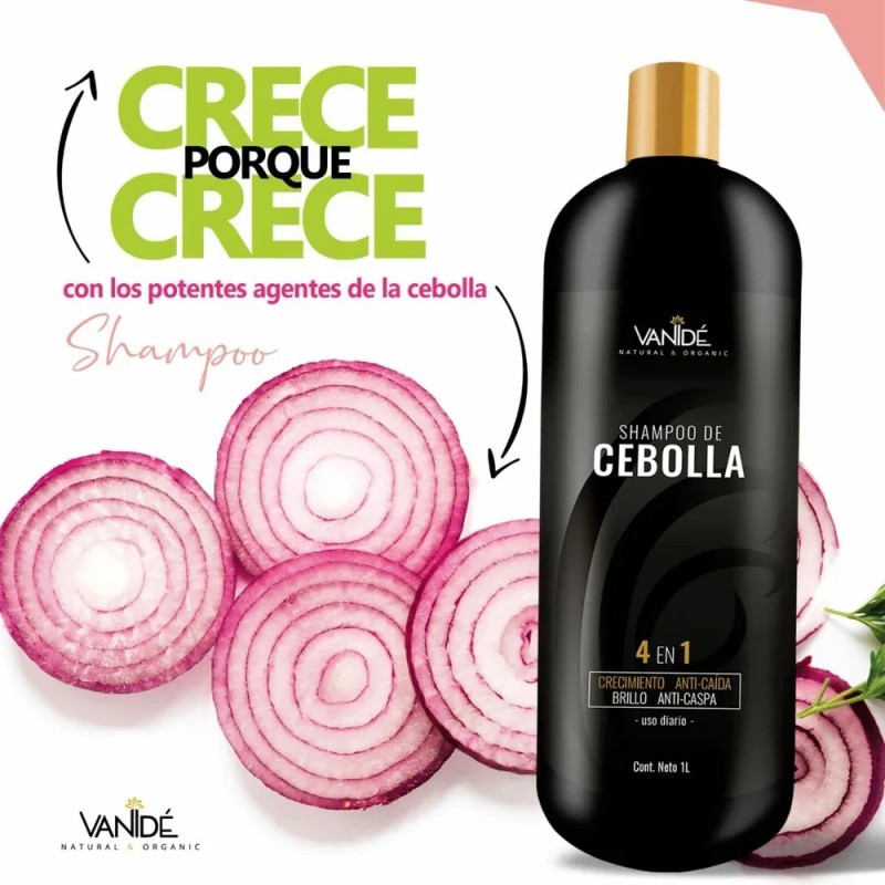 Shampoo Con Cebolla Para Crecimiento Del Cabello Vanidé