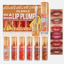 Lip Plumper, Brillo Labial de Alto Brillo de 6 Colores, Lip Gloss Altamente Pigmentado, Gloss Hidratante de Larga Duración, Fórmula de Jengibre Picant