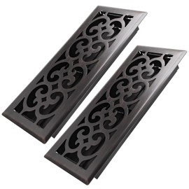 Howeall 4x12 Inches 2 Pack Heavy Duty Walkable Floor Register Easy Adjust Air Supply Lever Floor Vents - Charlotte Design - Vent Cover for Home Floor - Oil Rubbed Bronze