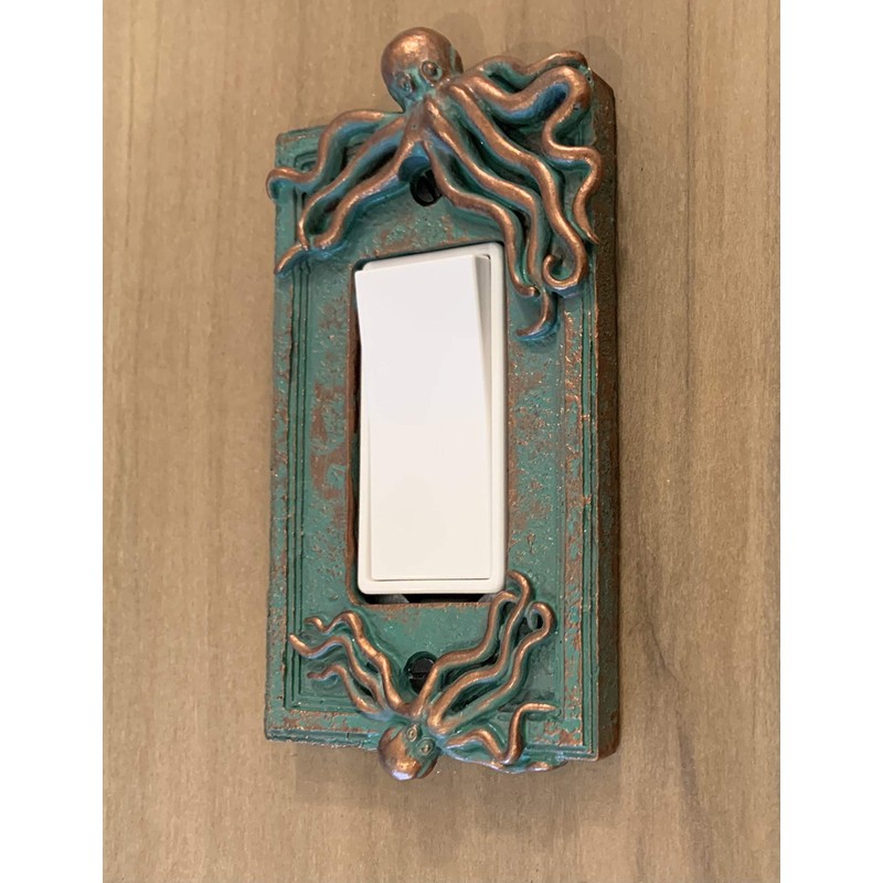Top Brass Large Octopus/Kraken Electrical Cover Wall Plate Bronze/Verdigris Finish