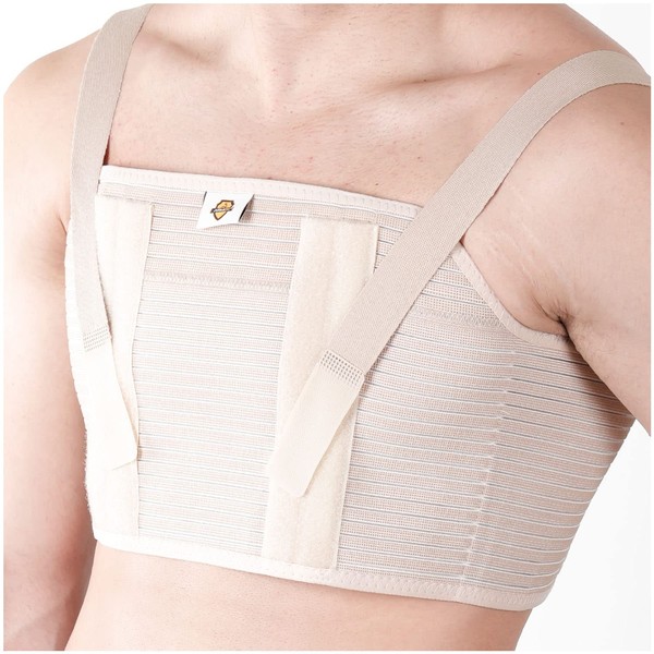 Armor Adult Unisex Chest Support Brace with 2 Metal Inserts to Stabilize the Thorax after Open Heart Surgery, Thoracic Procedure, or Fractures of the Sternum or Rib Cage, Tan Color, Size Large, for Men and Women