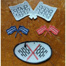 PICK 1! Checkered FLAGS patch - Embroidered winner iron on Nascar red blue USA