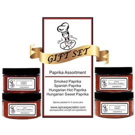 Paprika Assortment Set by Chef Cherie - Includes 4 different Seasonings - 1 each of Spanish Paprika, Hungarian Sweet Paprika, Hot Paprika, and Smoked Paprika - KOSHER