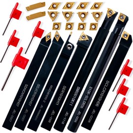 RupXinSplend Lathe Turning-Tools Threading Holder 21pcs - Metal Lathe Cutting Tools 7pcs 3/8" Turning Holders Boring Bars+14pcs Indexable Carbide Inserts Golden for Lathe Tools