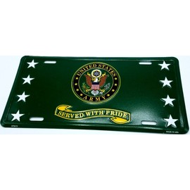 Army License Plate Metal Die Cut Green Star